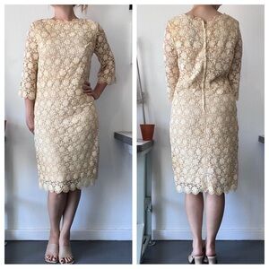 Vintage Lace Cream Midi Dress